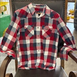 American Eagle Outfitters Red and Navy Plaid Men’s Shirt